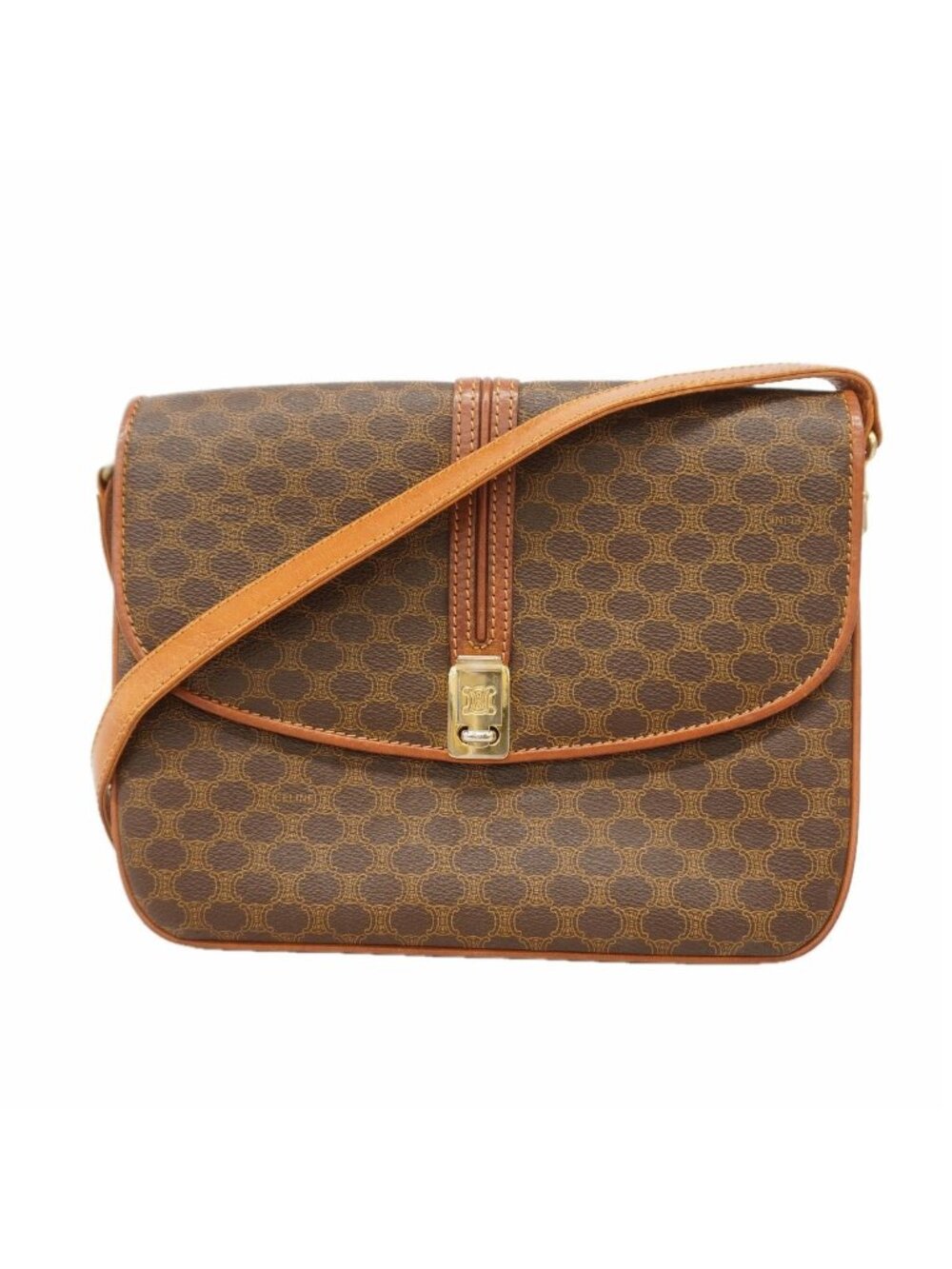 Celine Shoulder Bag Macadam Brown Gold